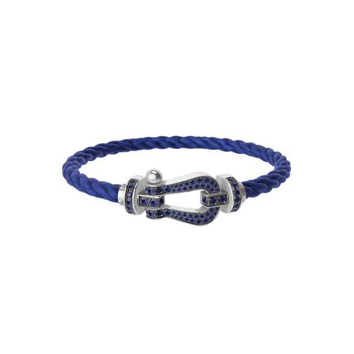 FRED FORCE 10 Indigo Cord with 18k White Gold LG Full Pave Sapphire Buckle, Exclusively at Hamilton Jewelers
