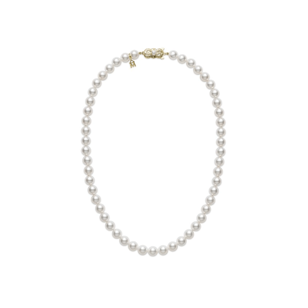 Mikimoto 18k Yellow Gold Akoya 8mm Pearl  Strand Necklace