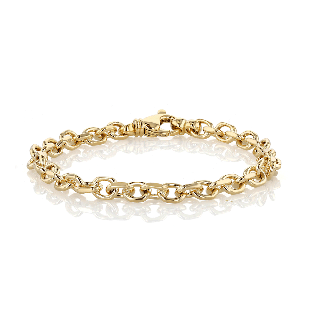 Hamilton Men's Collection 18k Yellow Gold 6.2mm Oval Link Bracelet