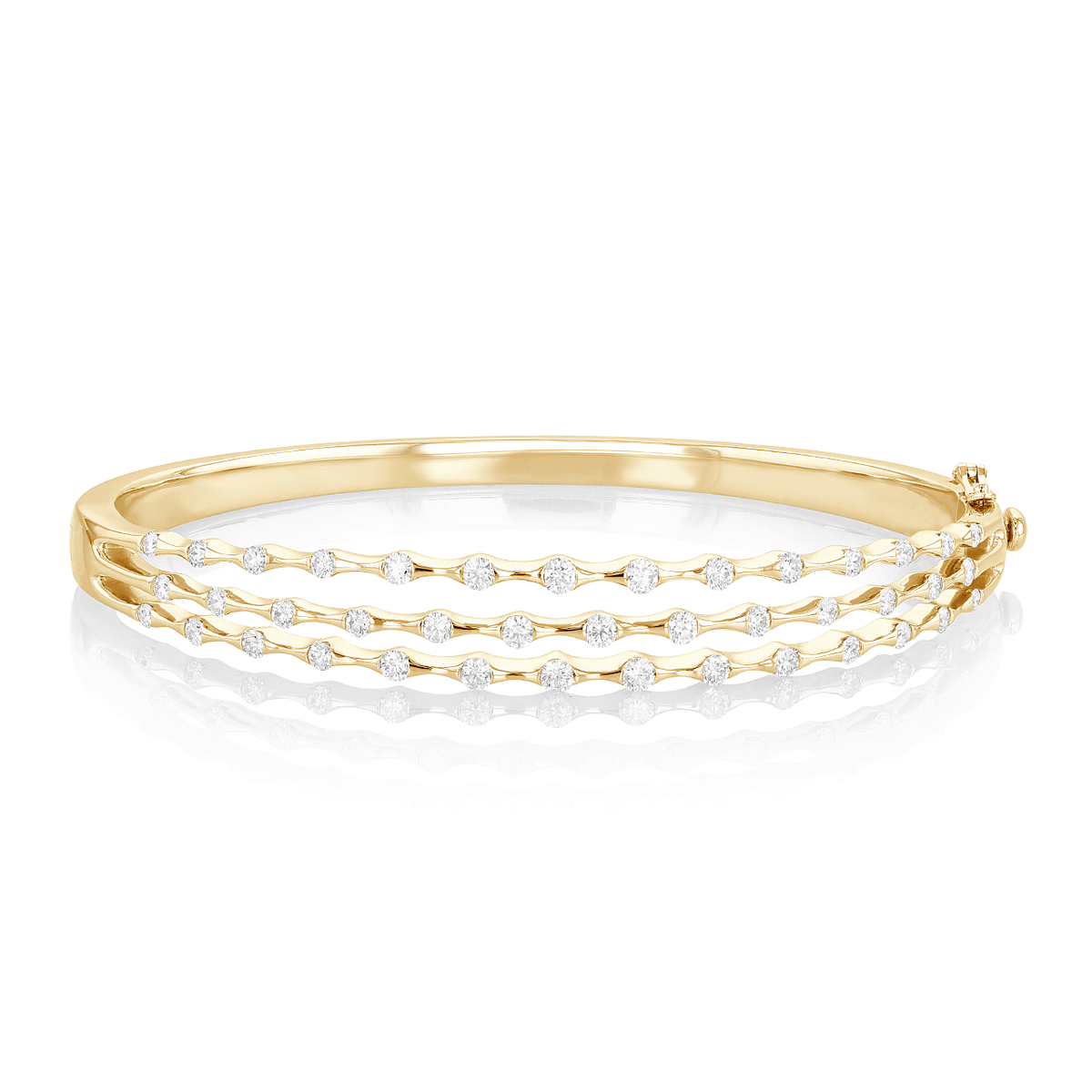 Hamilton Wave Collection 18k Yellow Gold Three Row Diamond Bracelet