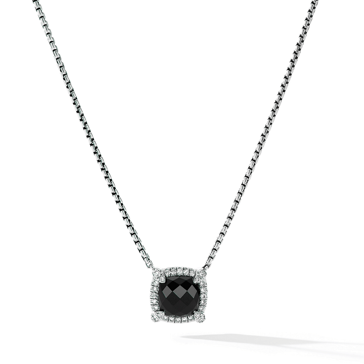 David Yurman Petite Chatelaine® Pavé Bezel Pendant Necklace with Black Onyx and Diamonds