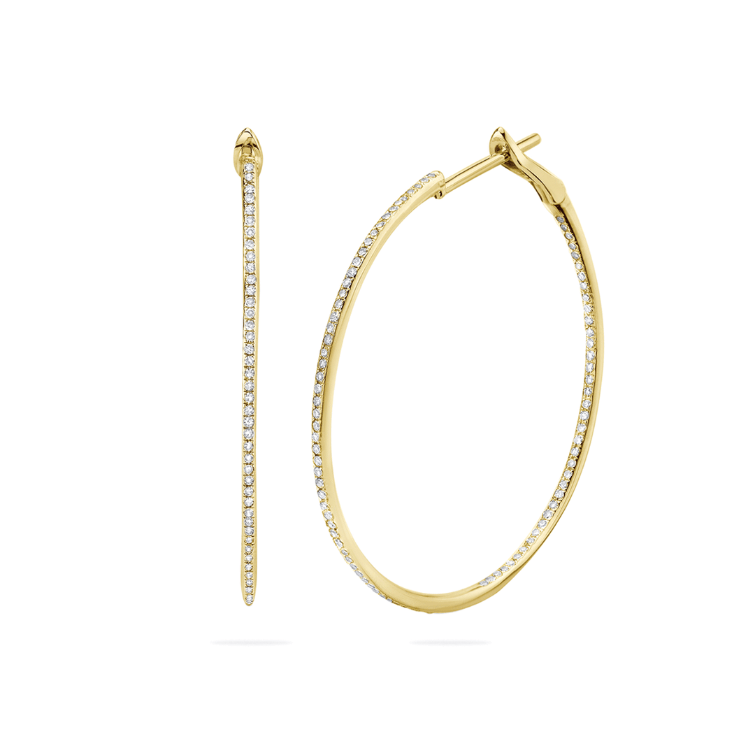 14k Gold .50 Total Weight Diamond In and Out Hoops