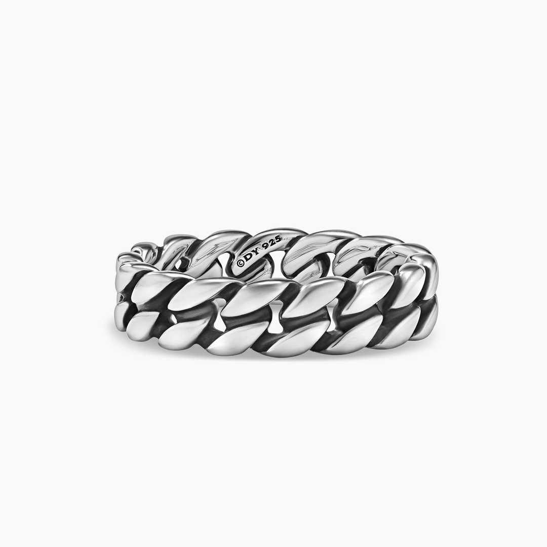 David Yurman Curb Chain Band Ring Sterling Silver, 6mm