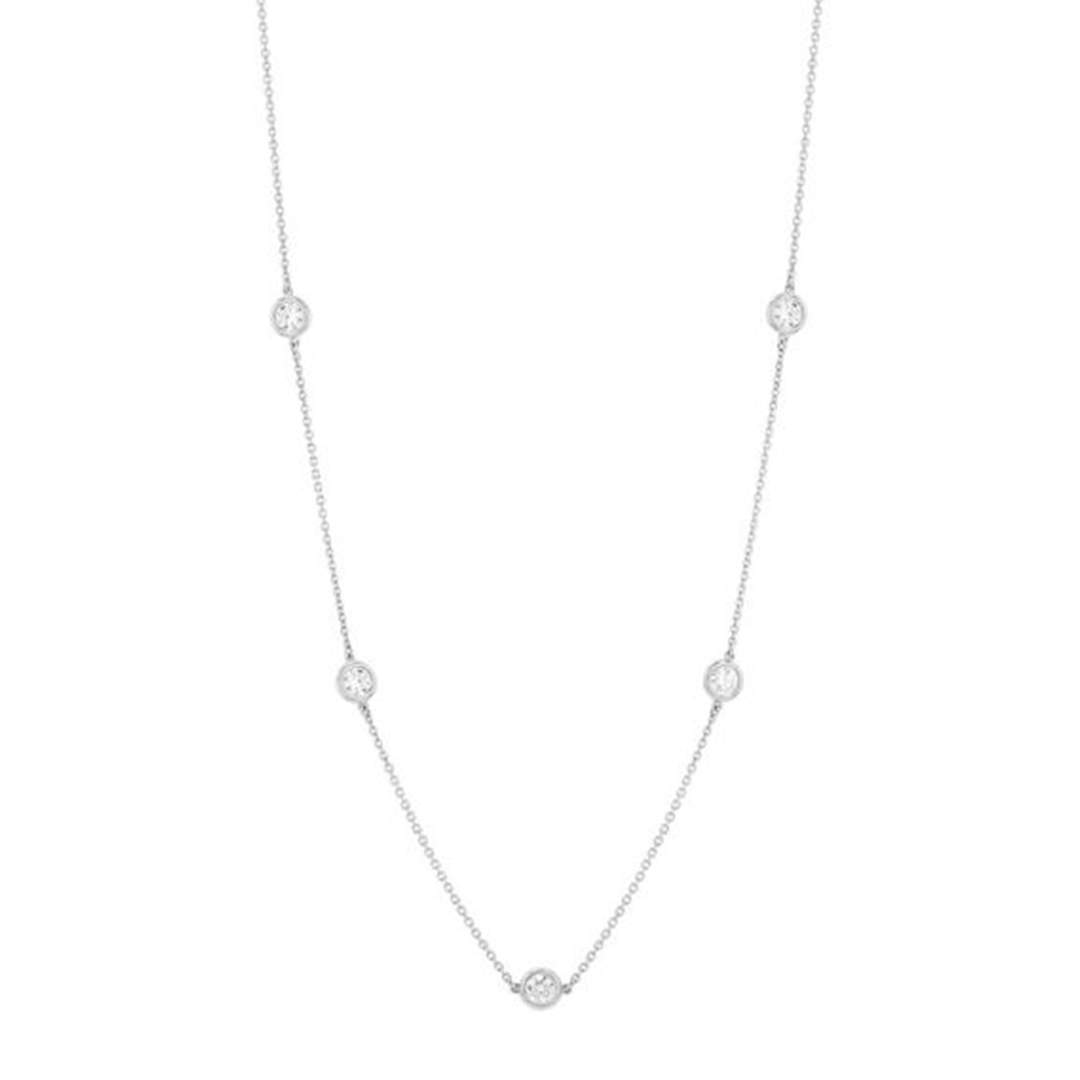 14k White Gold and 1.00 Total Weight Diamonds By The Yard Necklace
