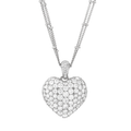 18k Gold Heart and Diamond 2.80 Total Weight Double Chain Pendant