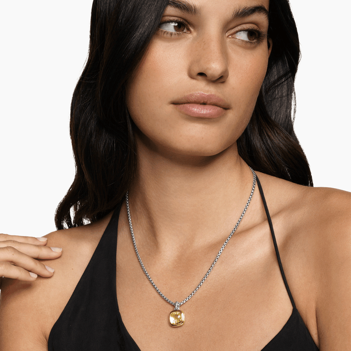 David Yurman Albion Pendant Sterling Silver with 18k Yellow Gold and Champagne Citrine, 11mm