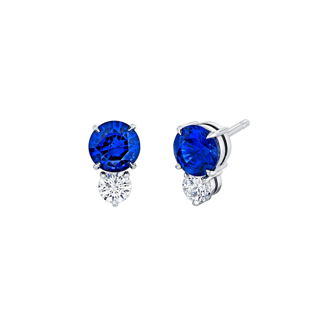 Platinum Sapphire 2.72 Total Weight and Diamond Earrings