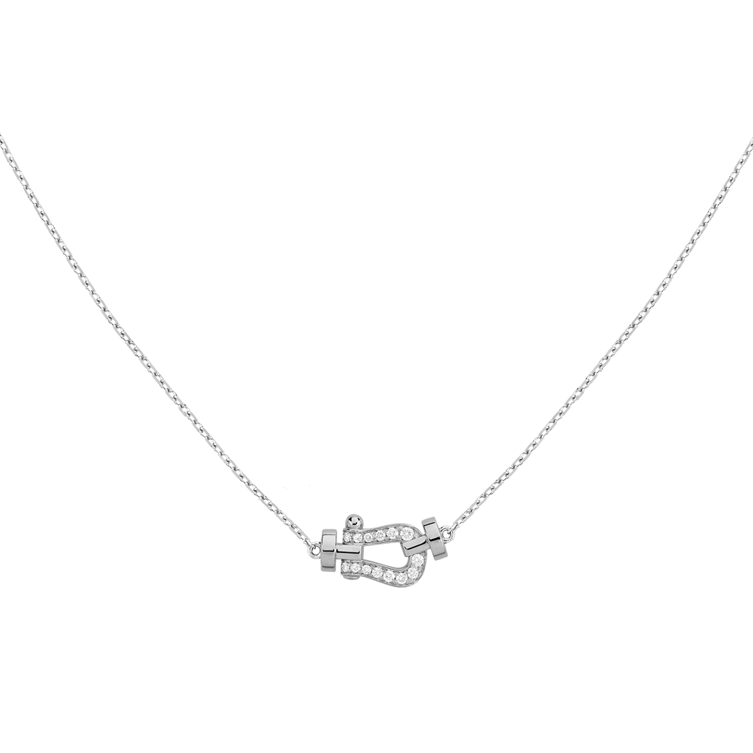 FRED Force 10 18k White Gold and Diamond Small Model Chain Necklace