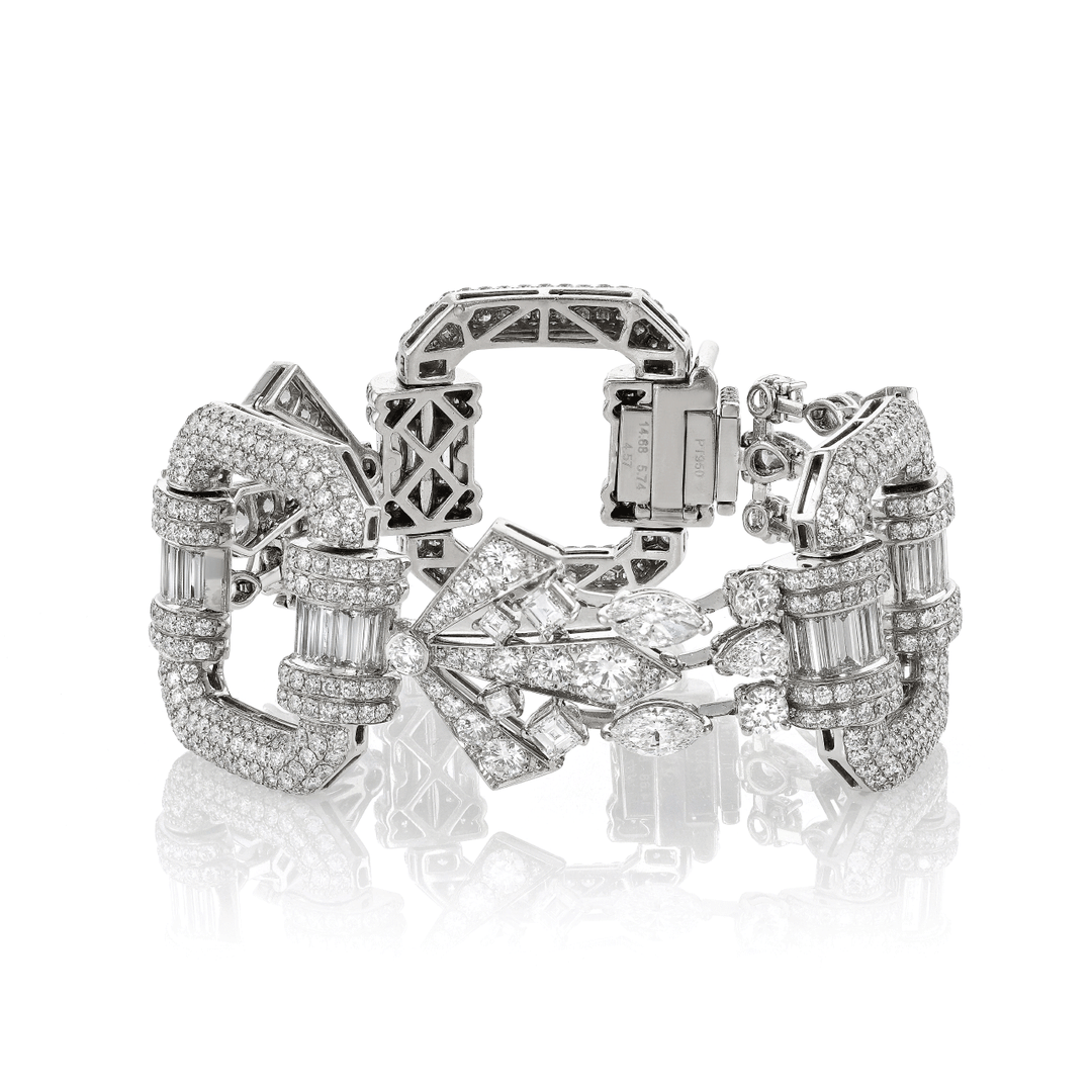 Hamilton Private Reserve Collection Platinum and Diamond 24.99 Total Weight Art Deco Style Bracelet