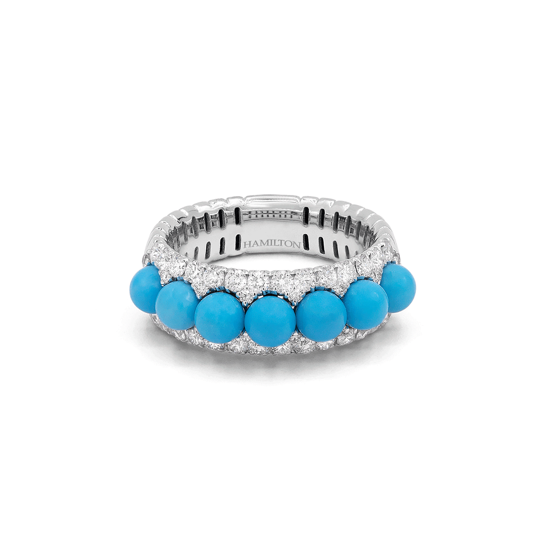 18k White Gold Turquoise and Diamond Ring