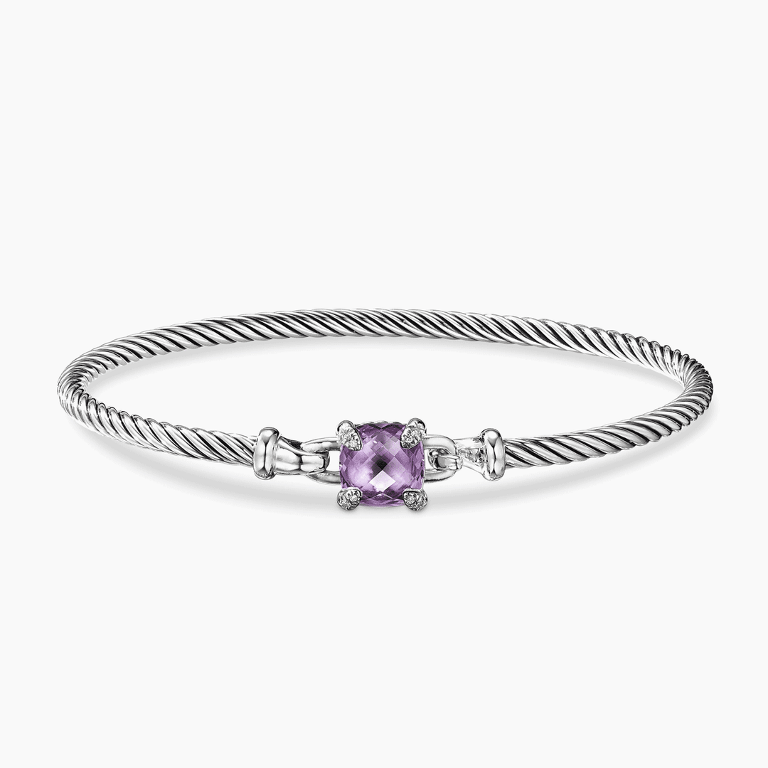 David Yurman Chatelaine Bracelet with Amethyst and Diamonds, 3mm
