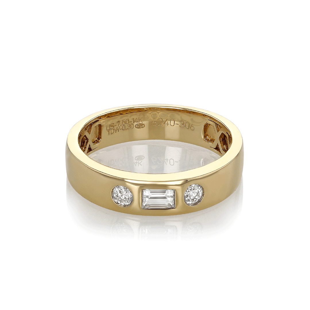 14k Yellow Gold and .18 Total Weight Baguette Diamond Band