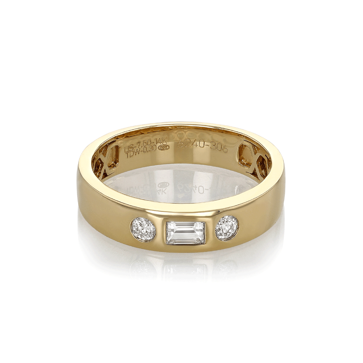 14k Yellow Gold and .18 Total Weight Baguette Diamond Band