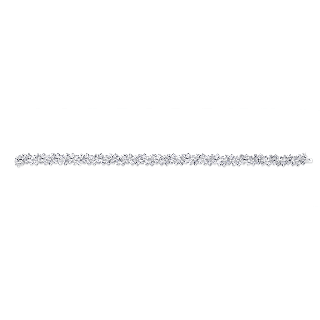 18k White Gold and 11.24 Total Weight Diamond Floral Bracelet