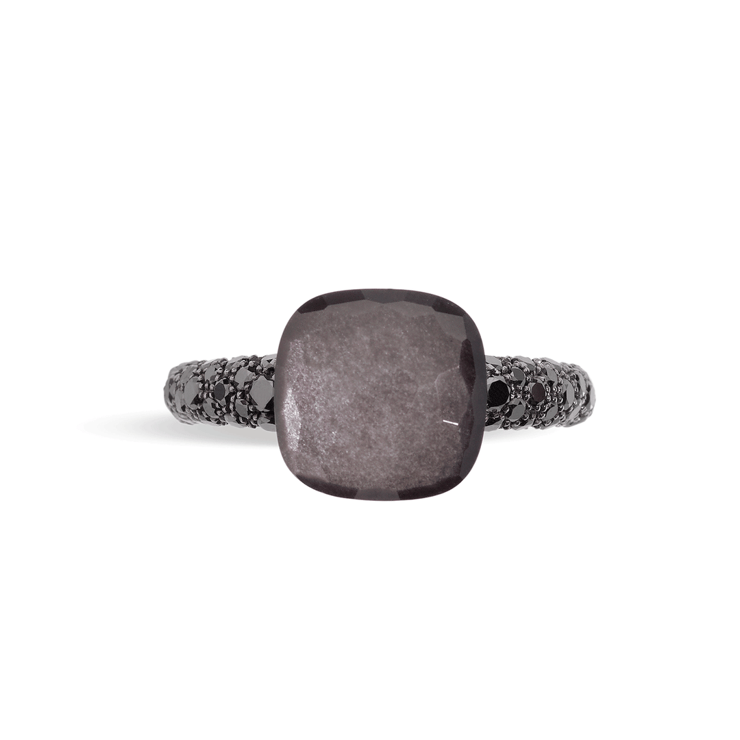 Pomellato Nudo 18k Rose Gold Titanium Obsidian and Black Diamond Ring
