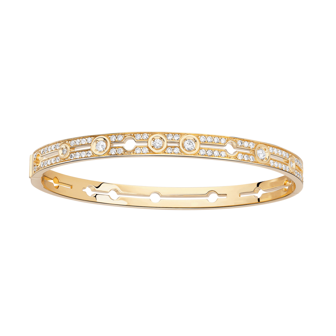 Dinh Van Pulse 18k Yellow Gold and 0.88 Total Weight Diamond Bracelet