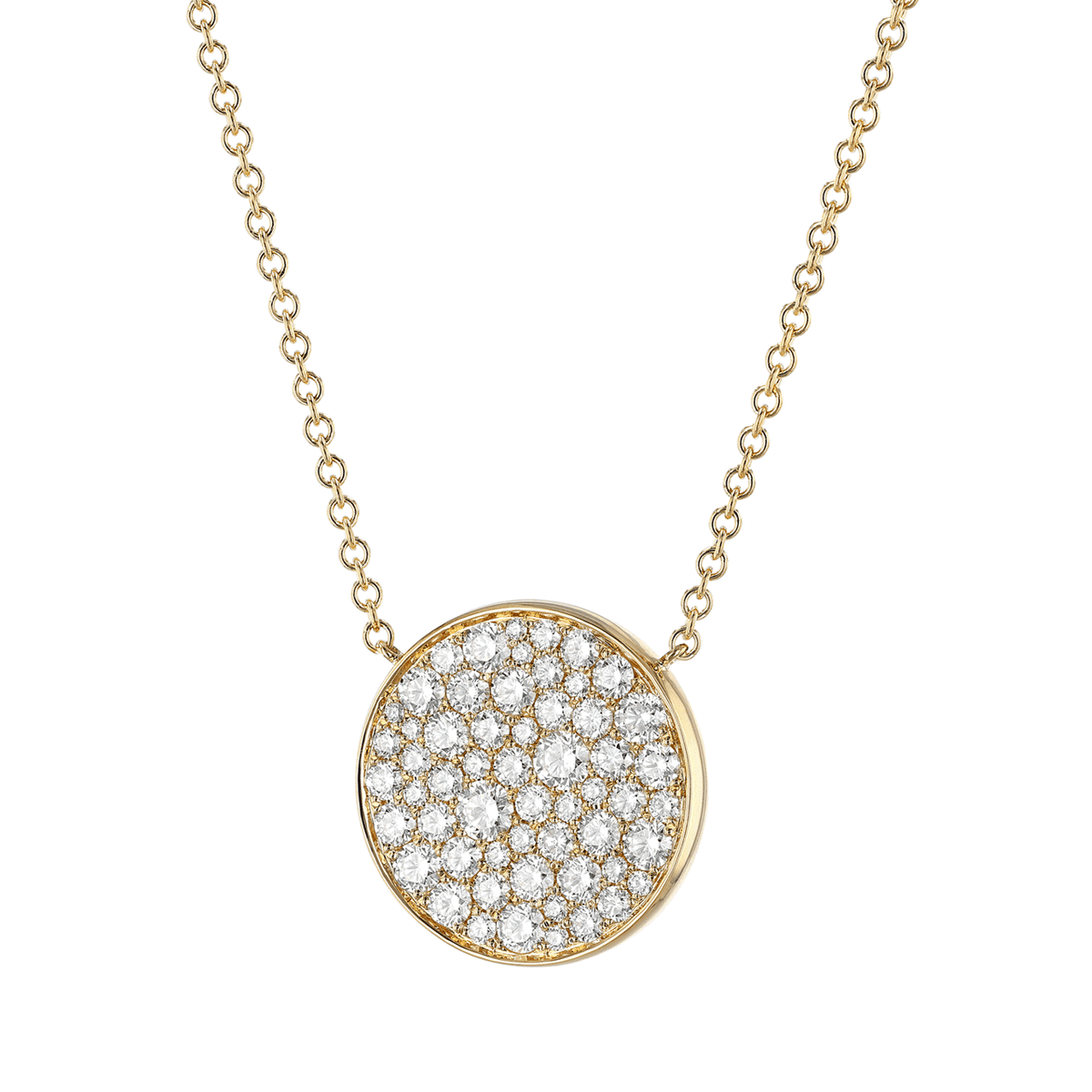 Luminous 18k Yellow Gold and Diamond 1.73 Total Weight Large Pendant