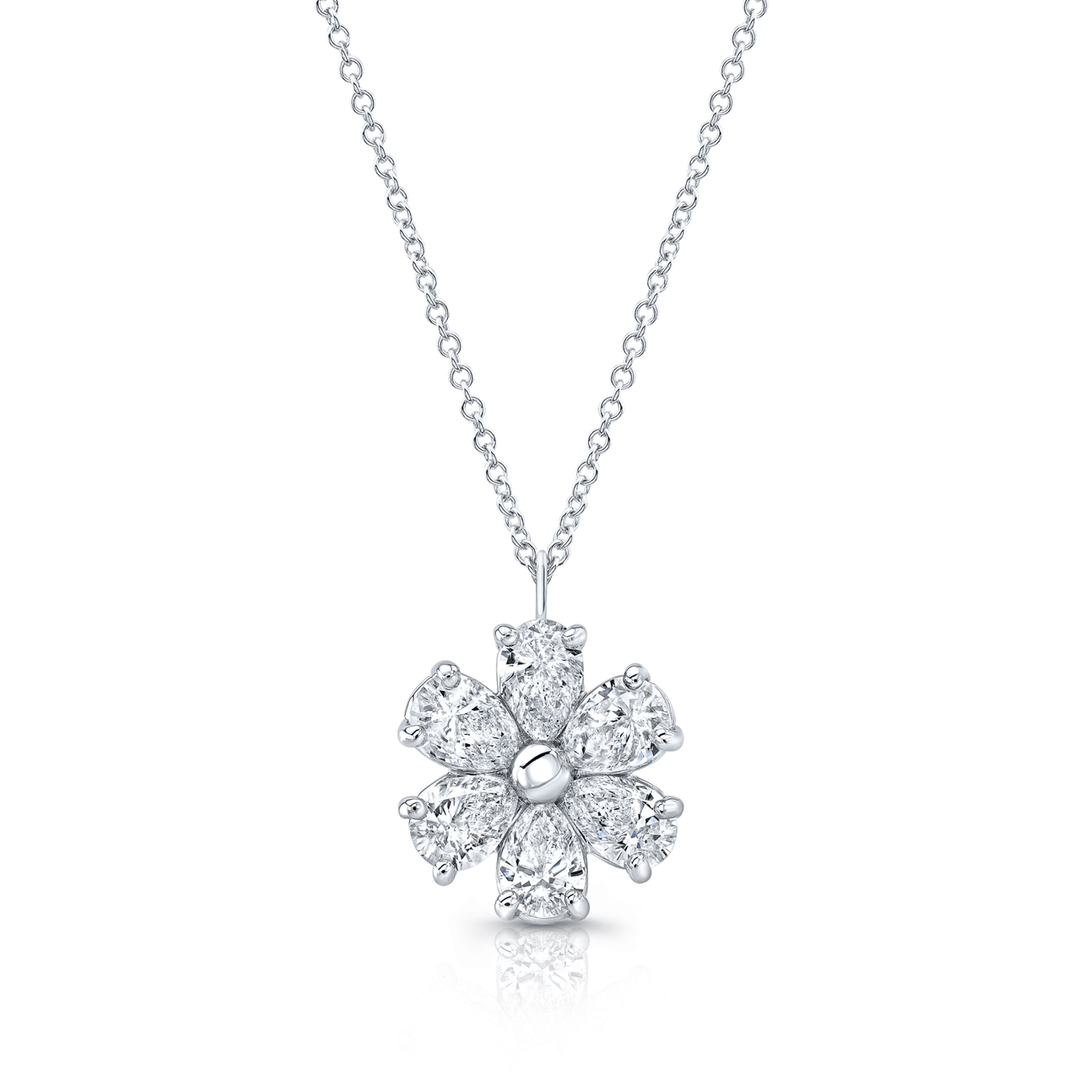 18k Gold and Pear Shape Diamond 1.75 Total Weight Pendant