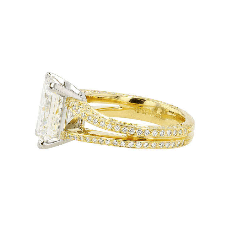 Hamilton Private Reserve Collection Platinum and 18k Gold Radiant Cut Diamond Ring