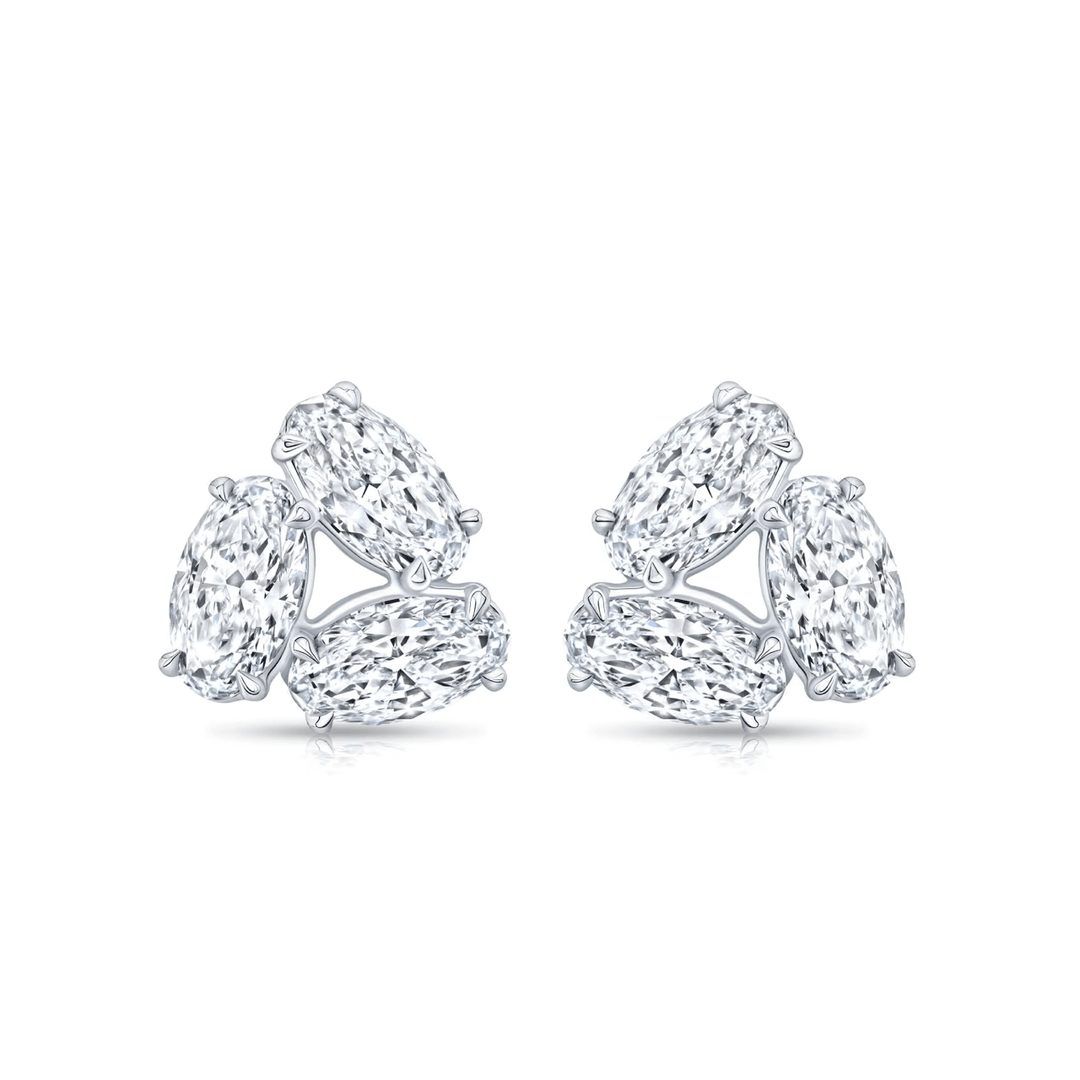 18k White Gold and Moval Shape Diamonds 4.36 Total Weight Earrings