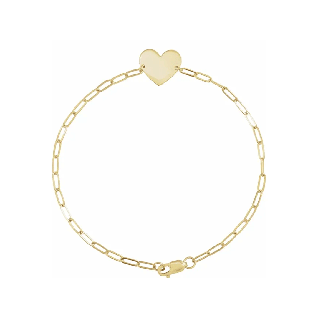 Hamilton Collections 14k Yellow Gold Engravable Heart Bracelet