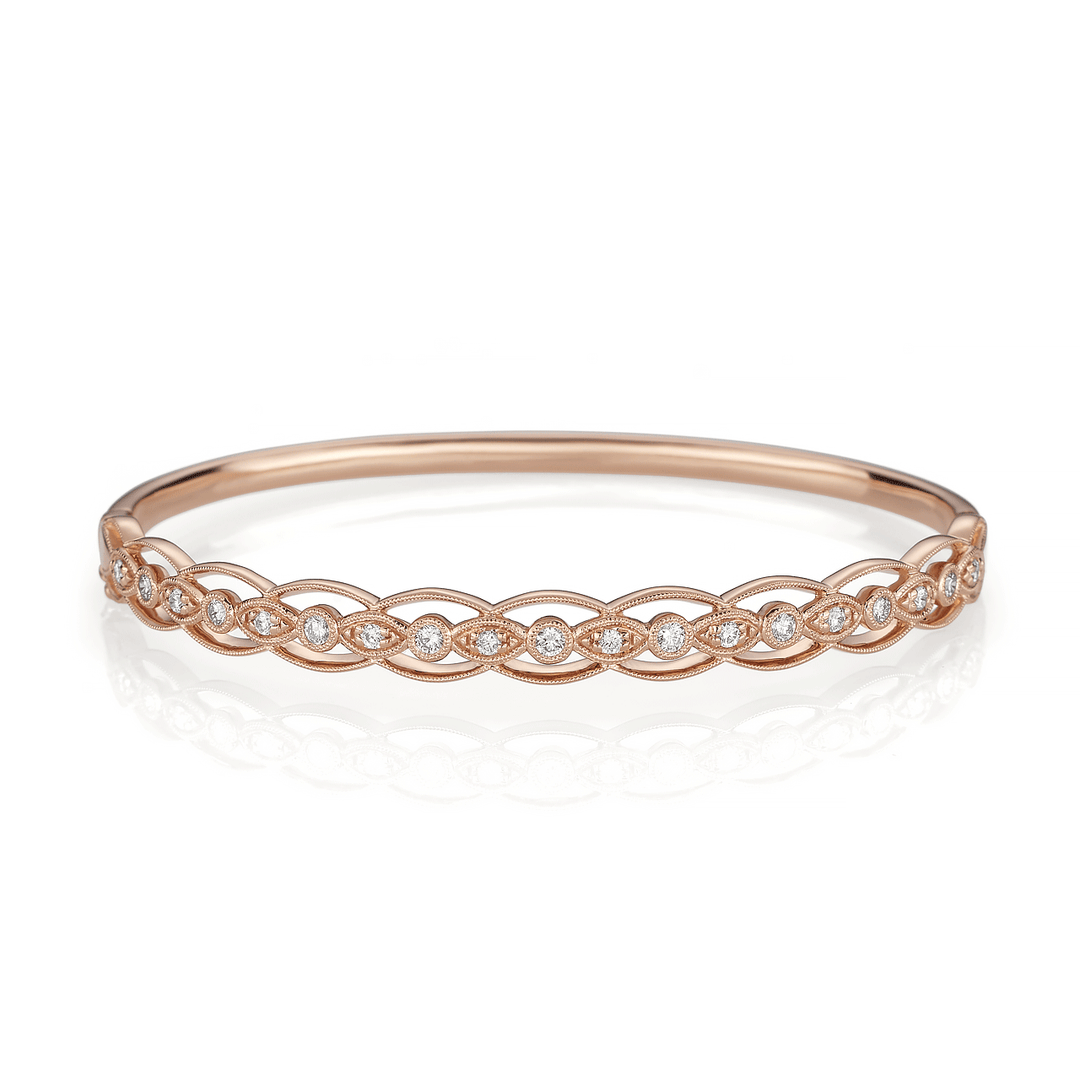 Heritage 18k Rose Gold and .52 Total Weight Bangle Bracelet