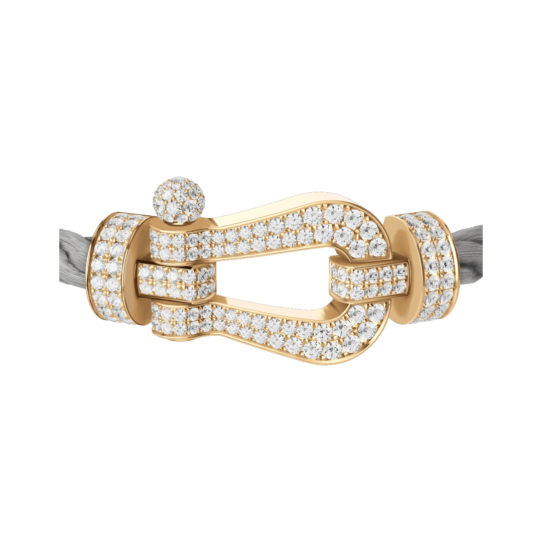 FRED Force 10 Steel Cable with 18k Yellow Gold Extra LG Full Pave Diamond Buckle, Exclusively at Hamilton Jewelers