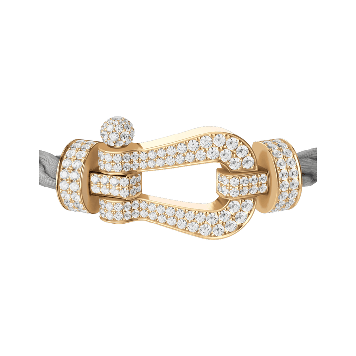 FRED Force 10 Steel Cable with 18k Yellow Gold Extra LG Full Pave Diamond Buckle, Exclusively at Hamilton Jewelers