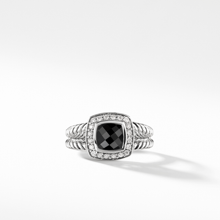 David Yurman Petite Albion Ring with Black Onyx and Diamonds,SZ7