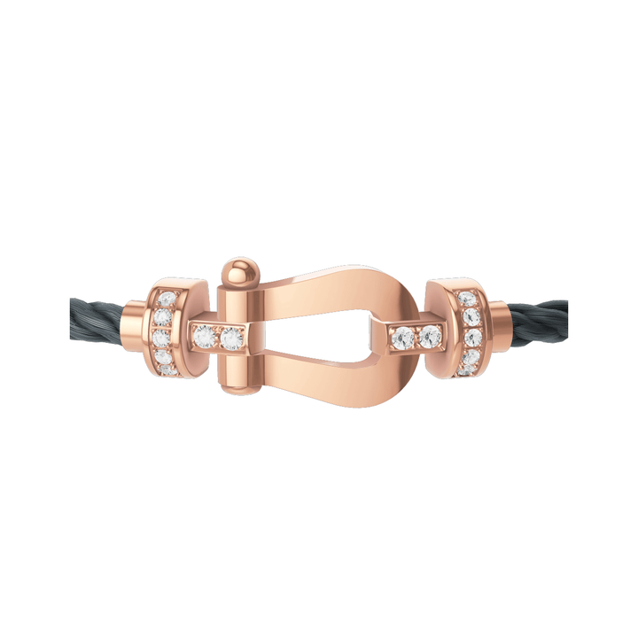 FRED Force 10 Storm Grey Cord 18k Rose Half Diamond MD Buckle, Exclusively at Hamilton Jewelers