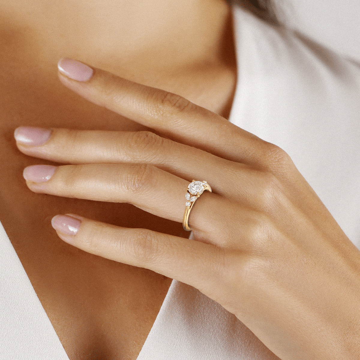 Hamilton Fleur Collection 18k Yellow Gold and 2.21 Total Weight Diamond Engagement Ring