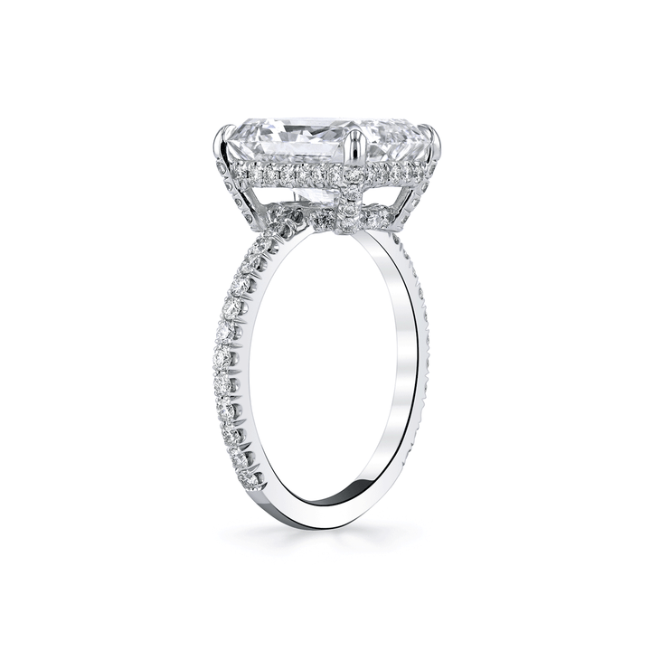 Hamilton Silhouette Platinum and Radiant Cut 4.93 Total Weight Ring