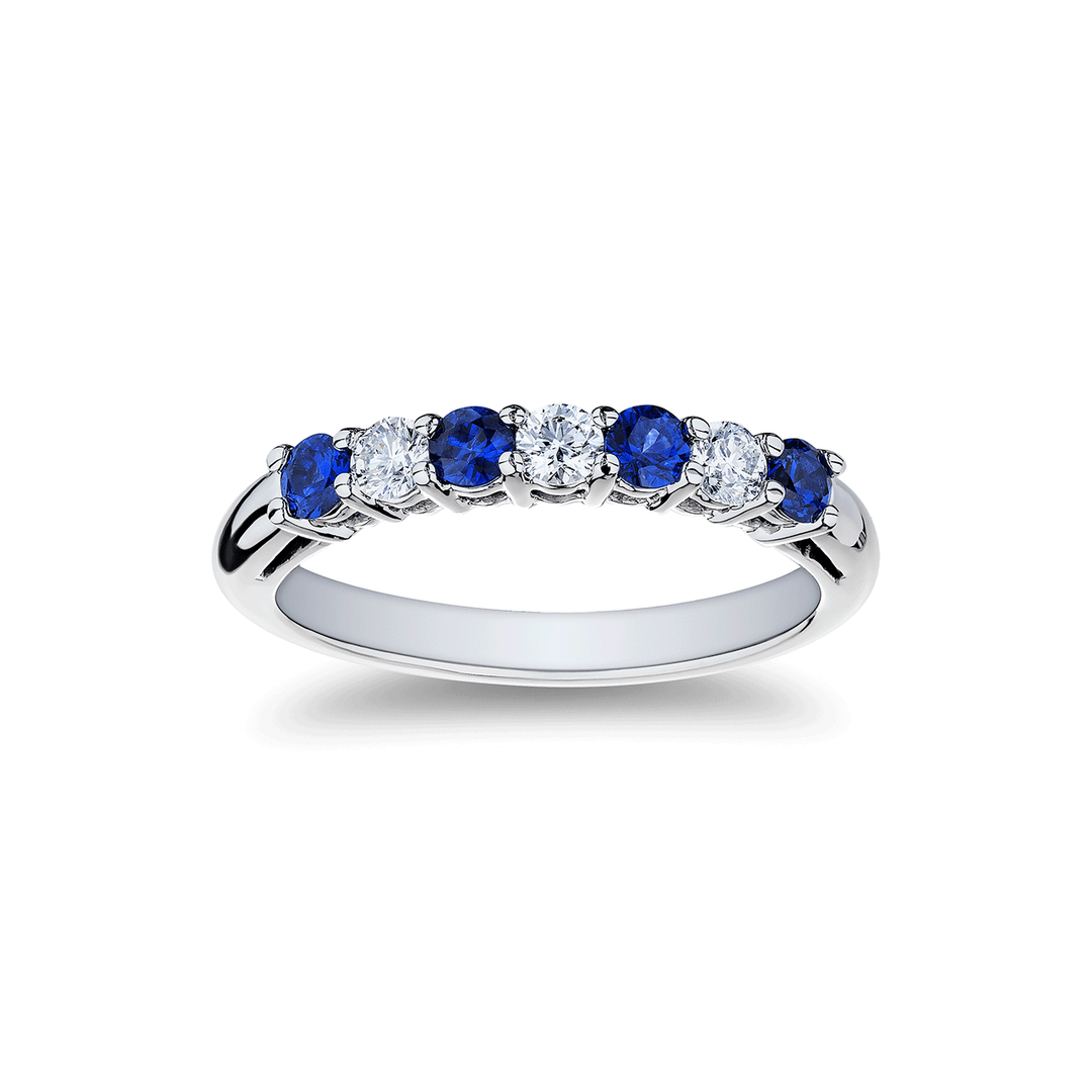 Platinum Alternating Sapphire .42 Total Weight and Diamond Band