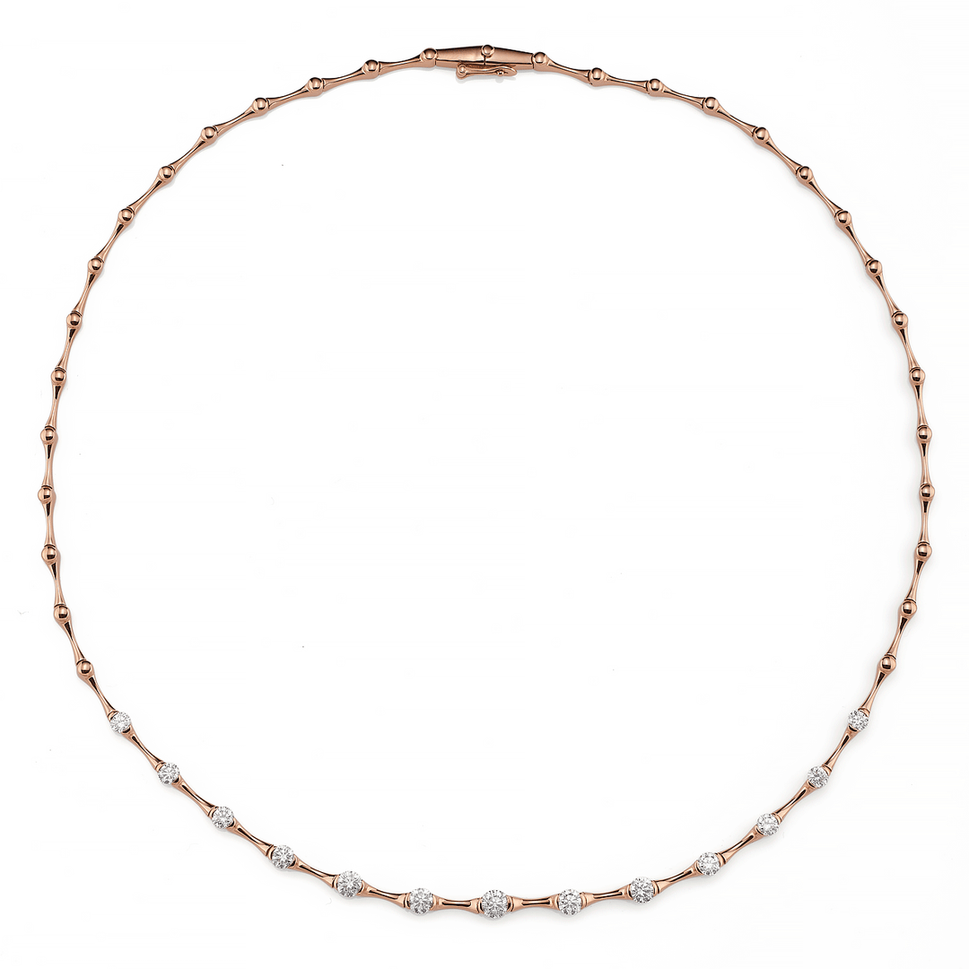 Wave 18k Rose Gold and Diamond 2.13 Total Weight Collar Necklace