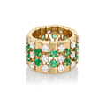 18k Yellow Gold and 3.40 Total Weight Emerald Diamond Fashion Band
