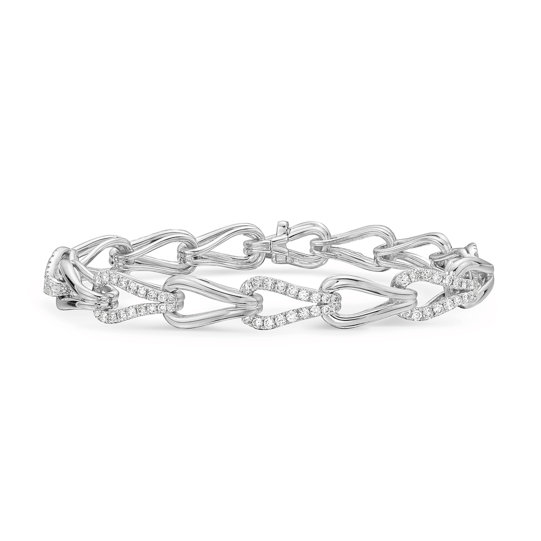Charles Krypell 18k White gold and 2.45 Total Weight Diamond Link Bracelet