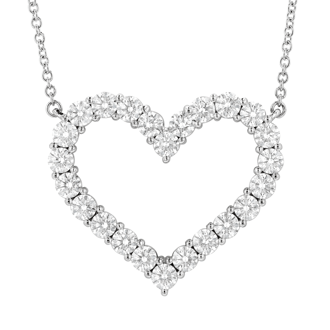 18k White Gold and 3.60 Total Weight Diamond 30mm Heart Pendant