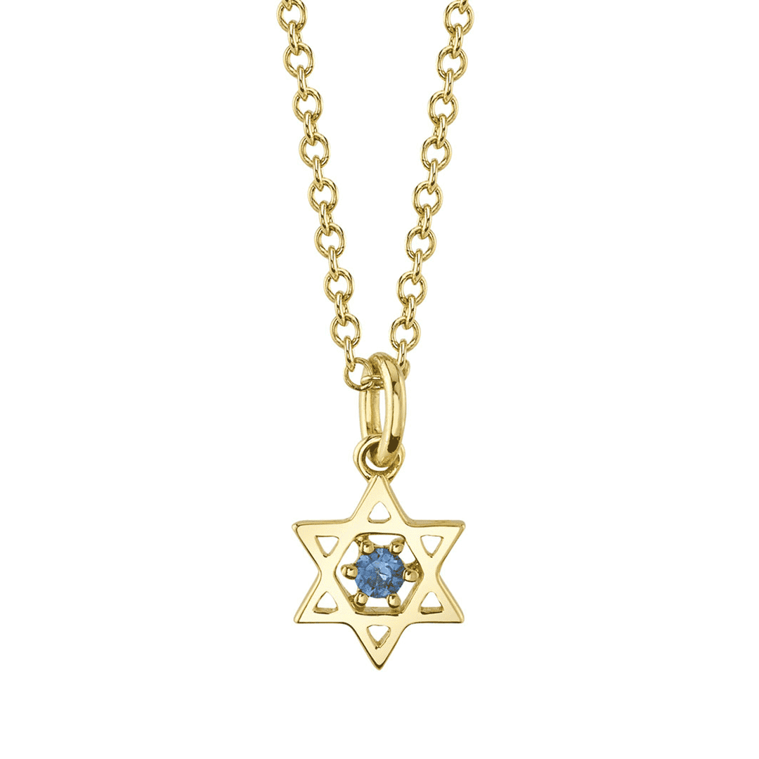 14k Yellow Gold and Diamond Star of David Pendant