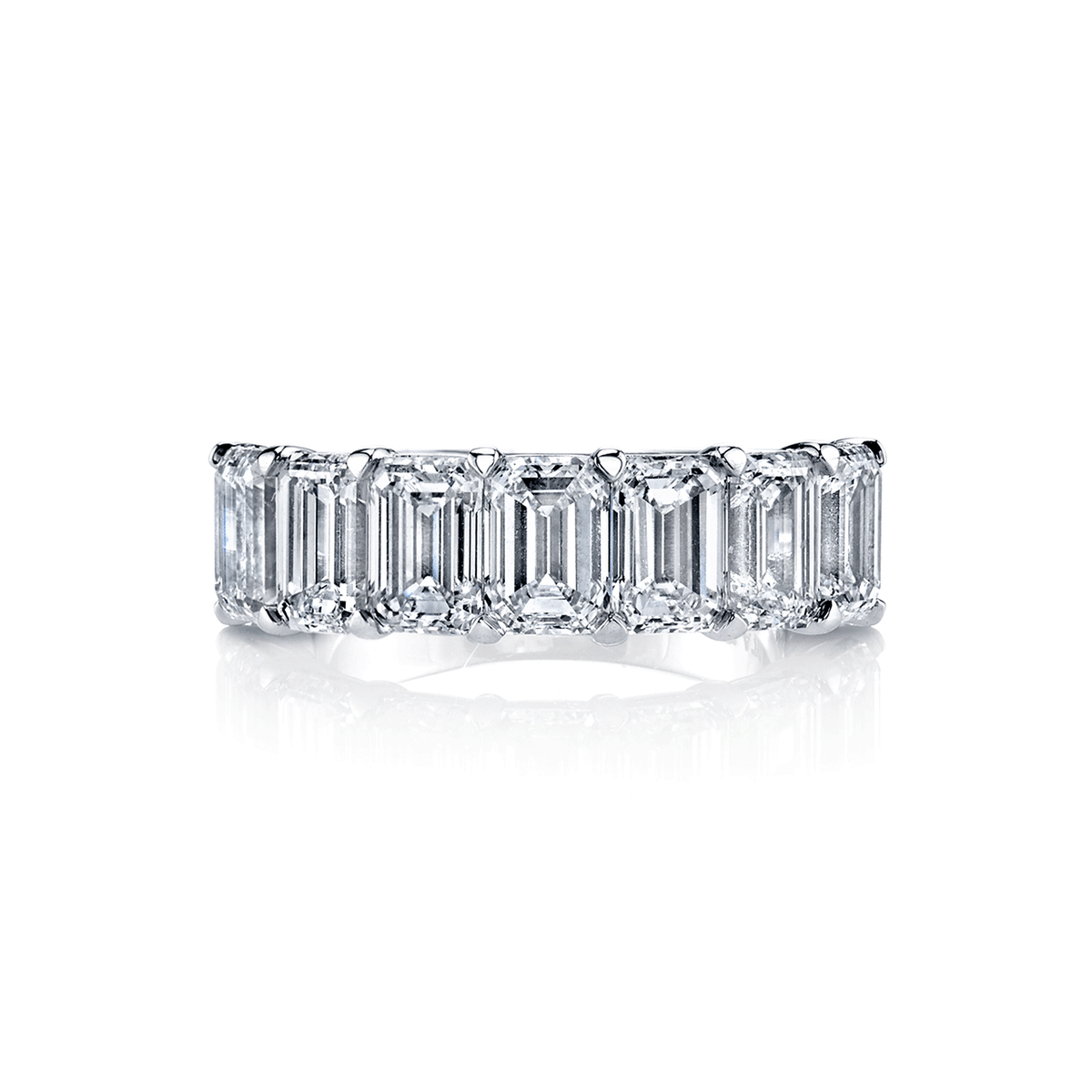 Platinum and 2.30 Total Weight Emerald Cut Diamond Seven Stone Band
