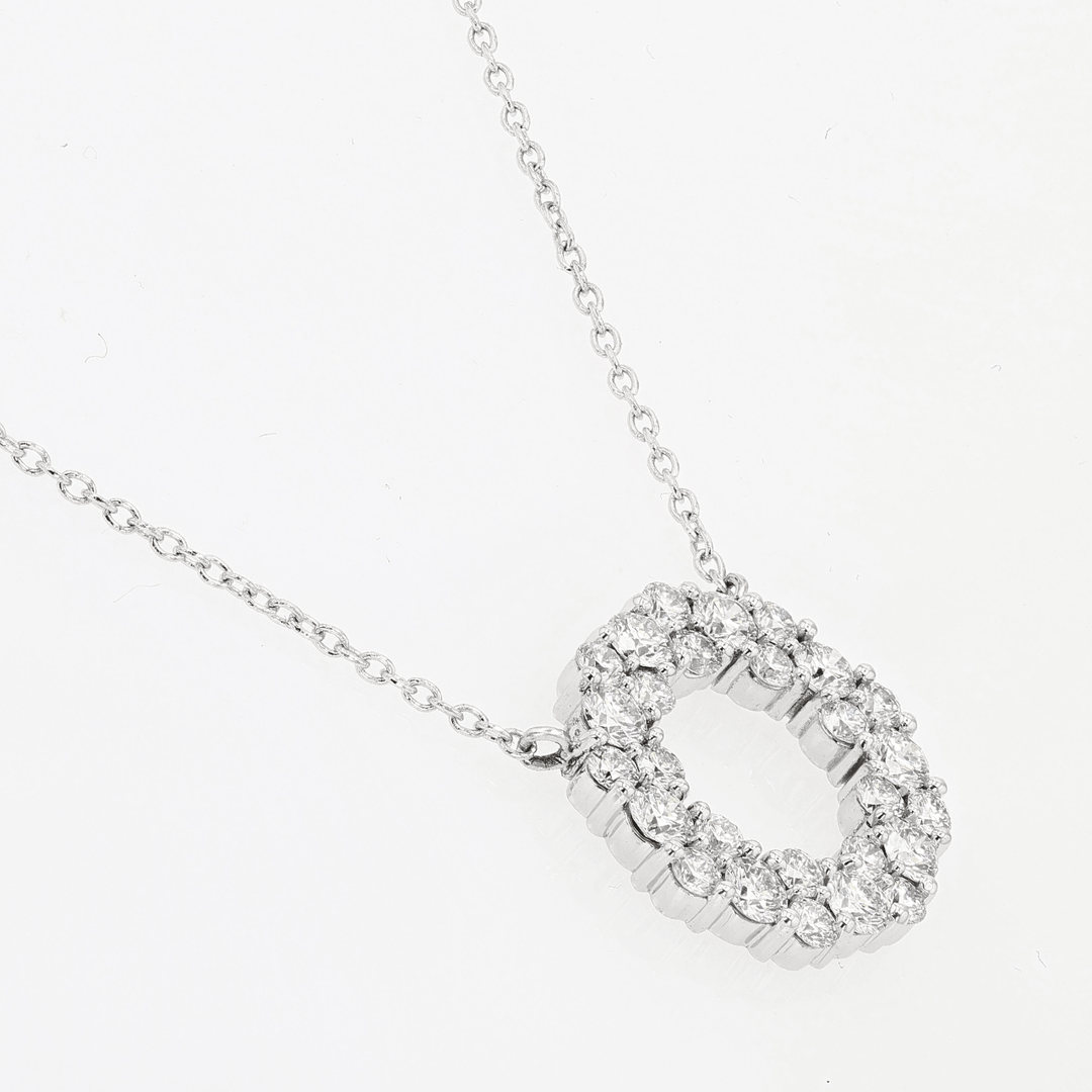 18k White Gold and Diamond 0.92 Total Weight Circle Pendant