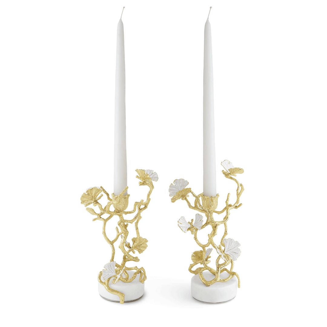 Michael Aram Butterfly Ginkgo Gold Candle Holders Set of 2