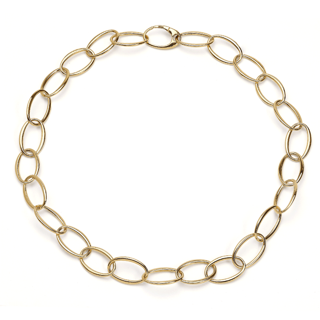 Hamilton Collection 18k Yellow Gold 24 Inch Wide Oval Link Necklace