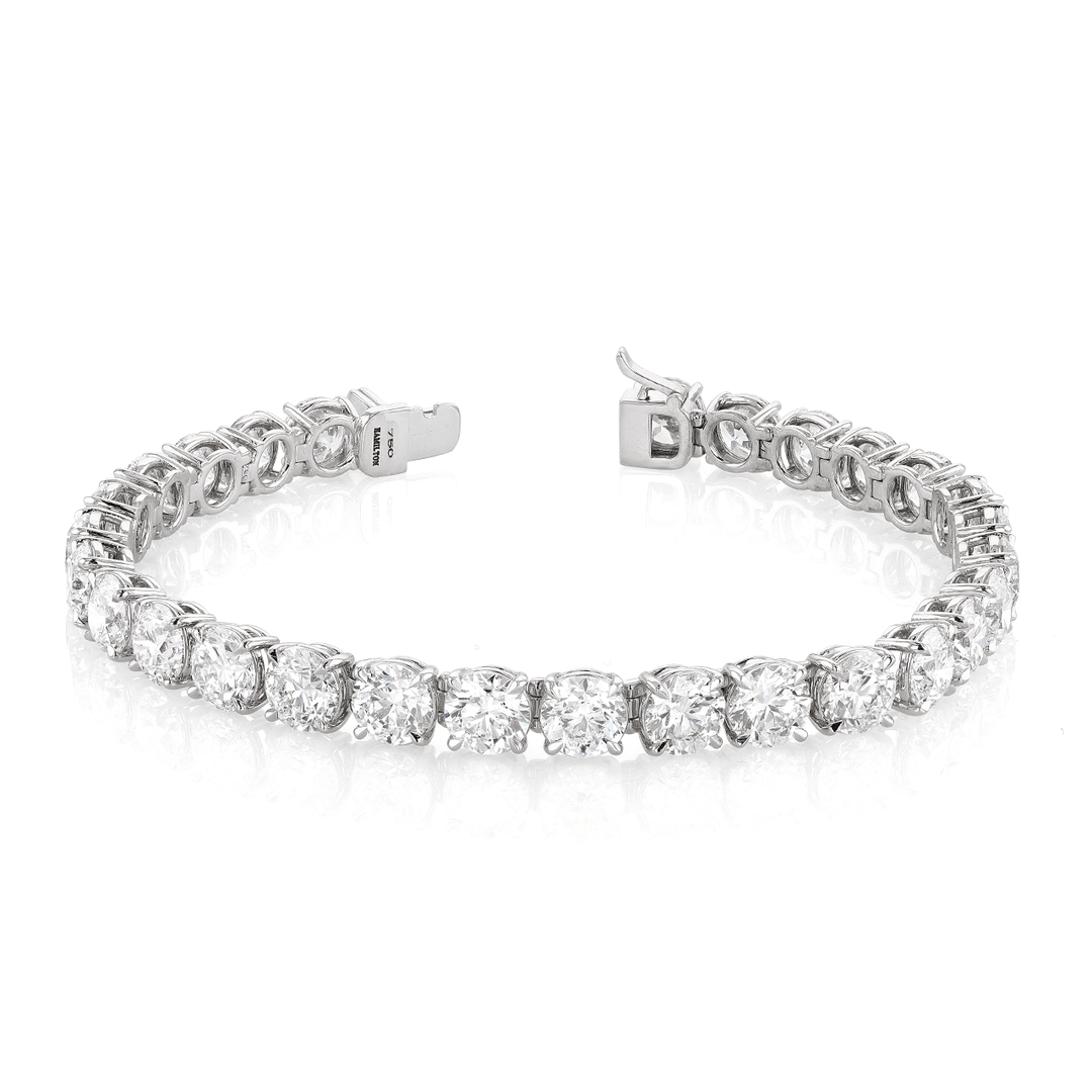 Hamilton Line Collection 18k White Gold and 22.43 Total Diamond Line Bracelet
