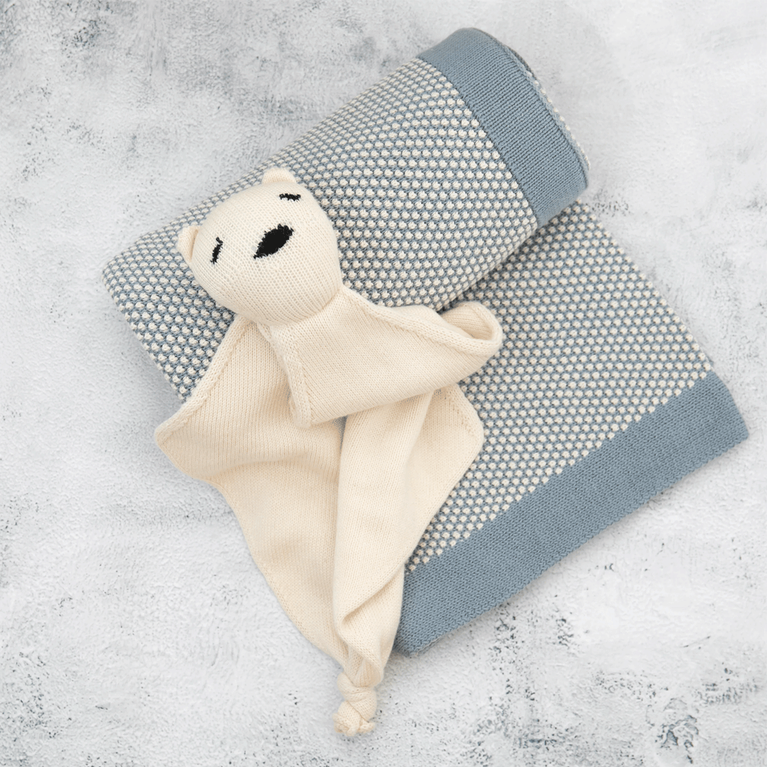 Elegant Blue Grey and Natural Infant Set