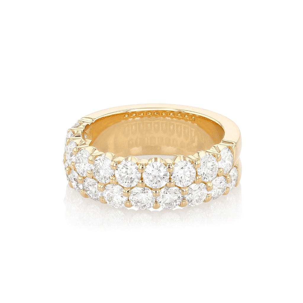 18k Yellow Gold and 2.60 Total Weight Diamond Two Row Band