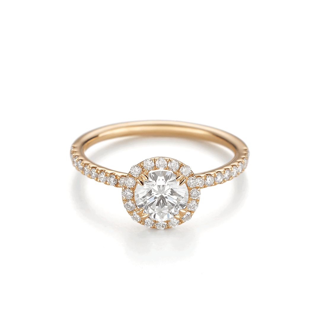 Hamilton Lisette Collection 18k Yellow Gold and 0.30 Total Weight Diamond Halo Mounting Ring