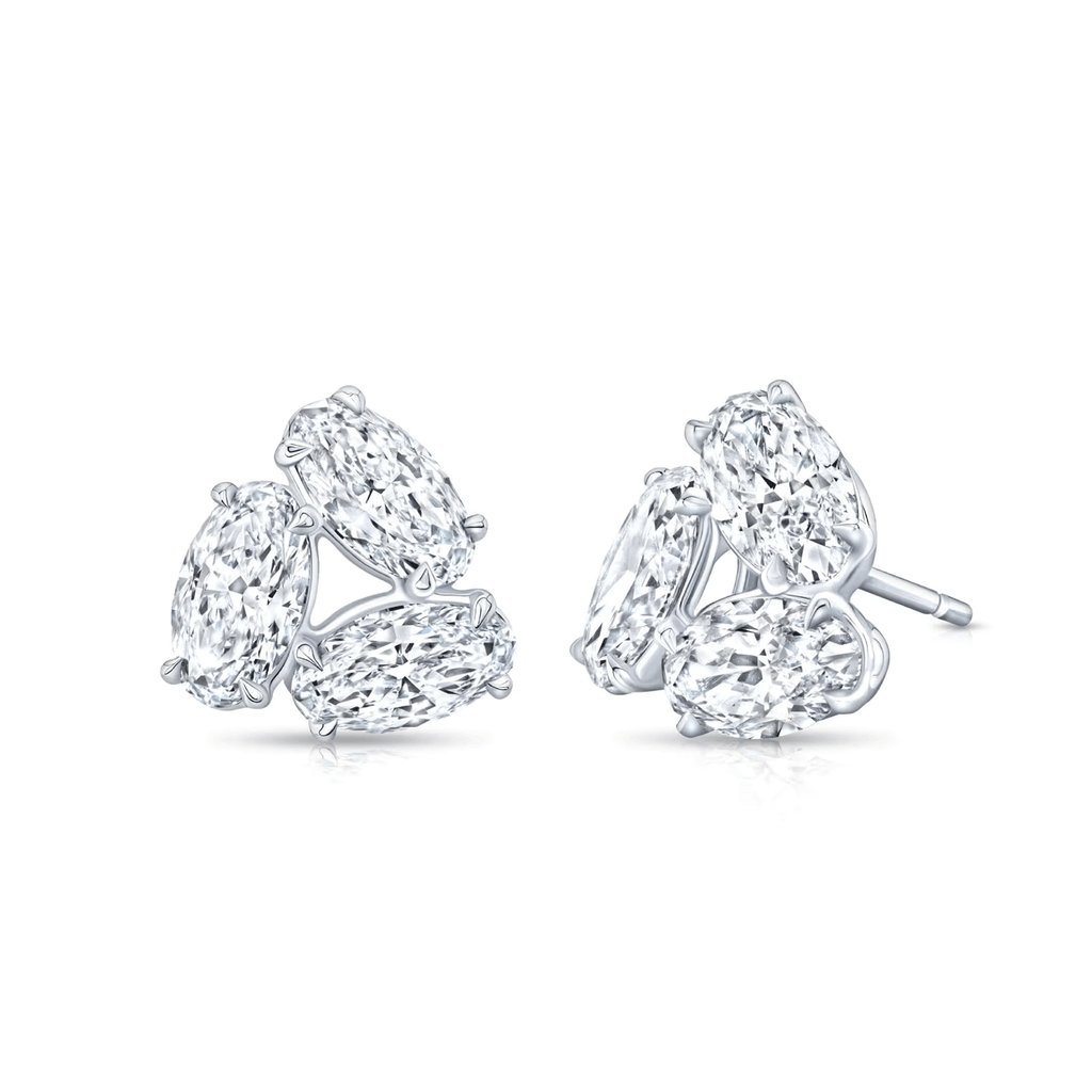 18k White Gold and Moval Shape Diamonds 4.36 Total Weight Earrings