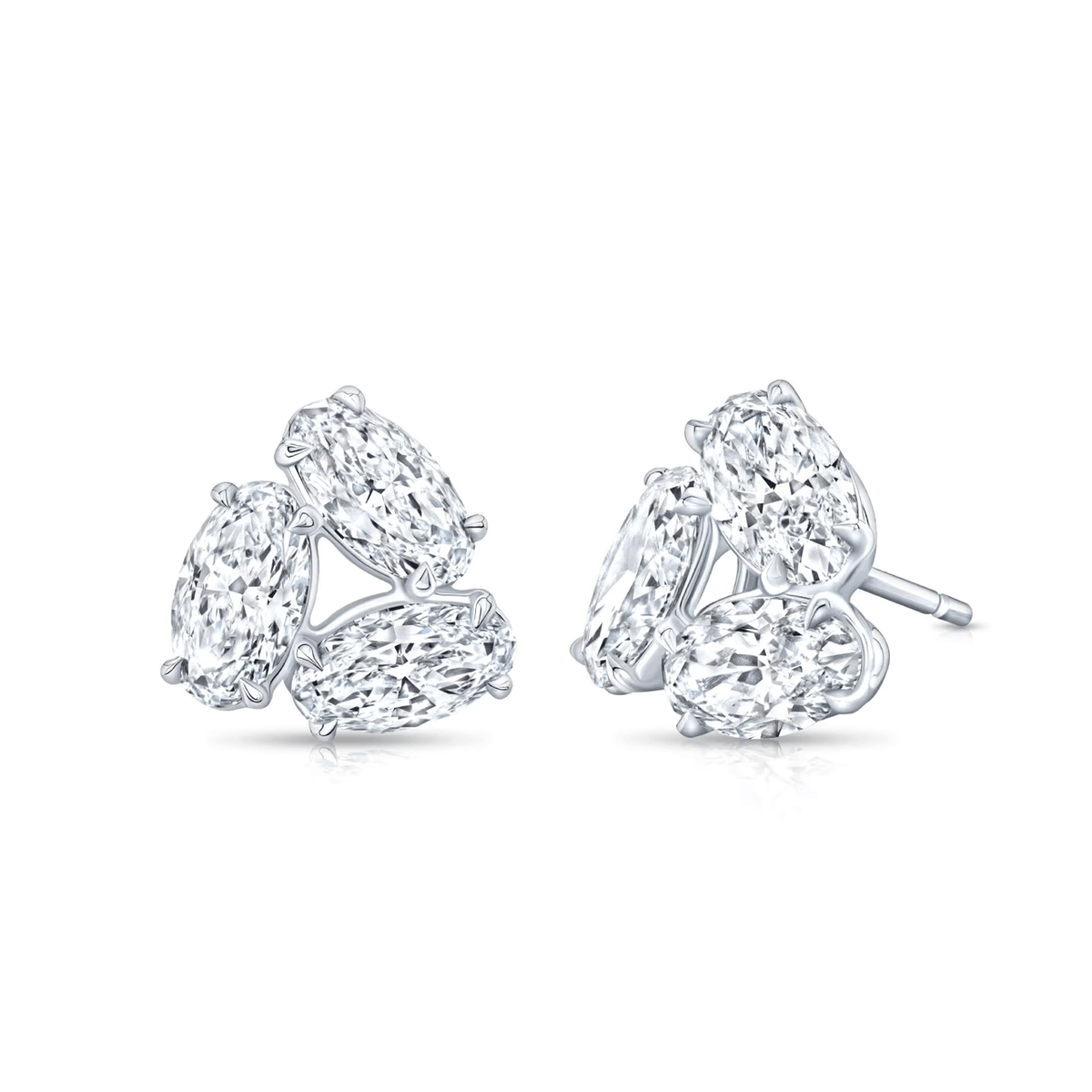 18k White Gold and Moval Shape Diamonds 4.36 Total Weight Earrings