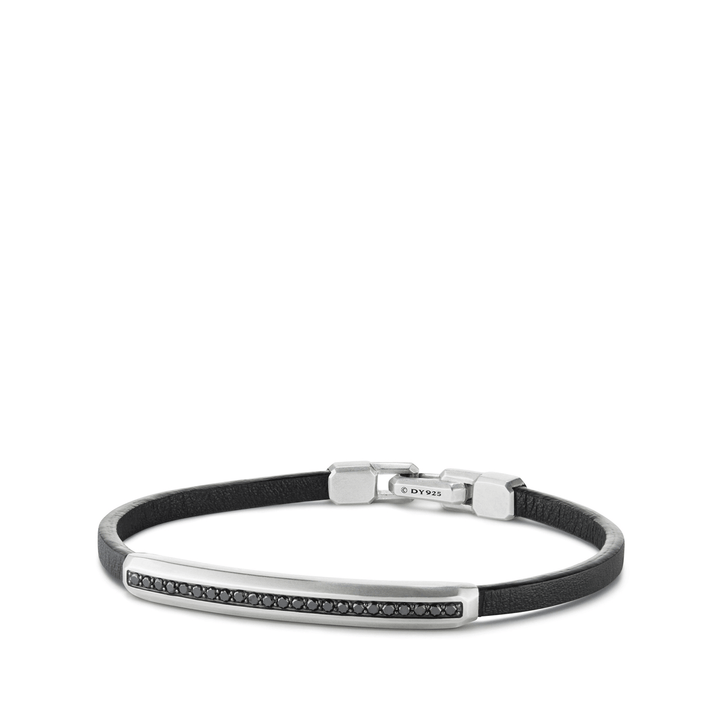 David Yurman Pavé Leather ID Bracelet with Black Diamonds