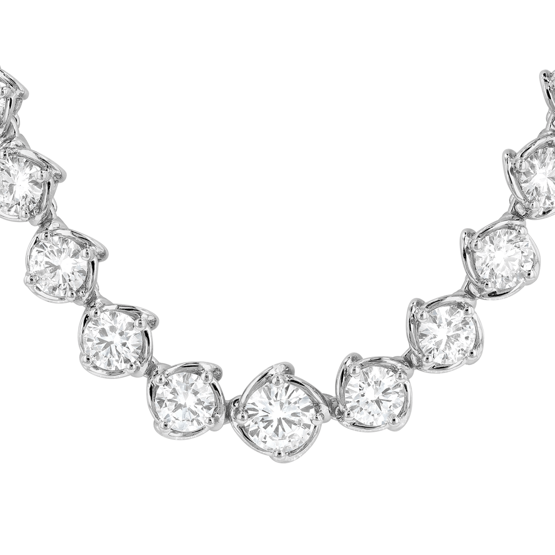 Hamilton Duet 18k White Gold and Diamond 9.92 Total Weight Line Necklace